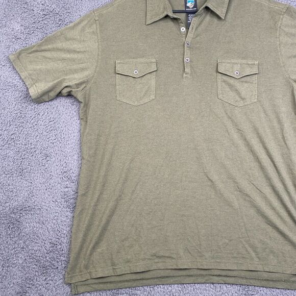 Kuhl Shirt Mens XXL Green Polo Short Sleeve Pockets Outdoor Cotton Poly Blend - Picture 2 of 7